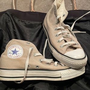 Taupe high top converse